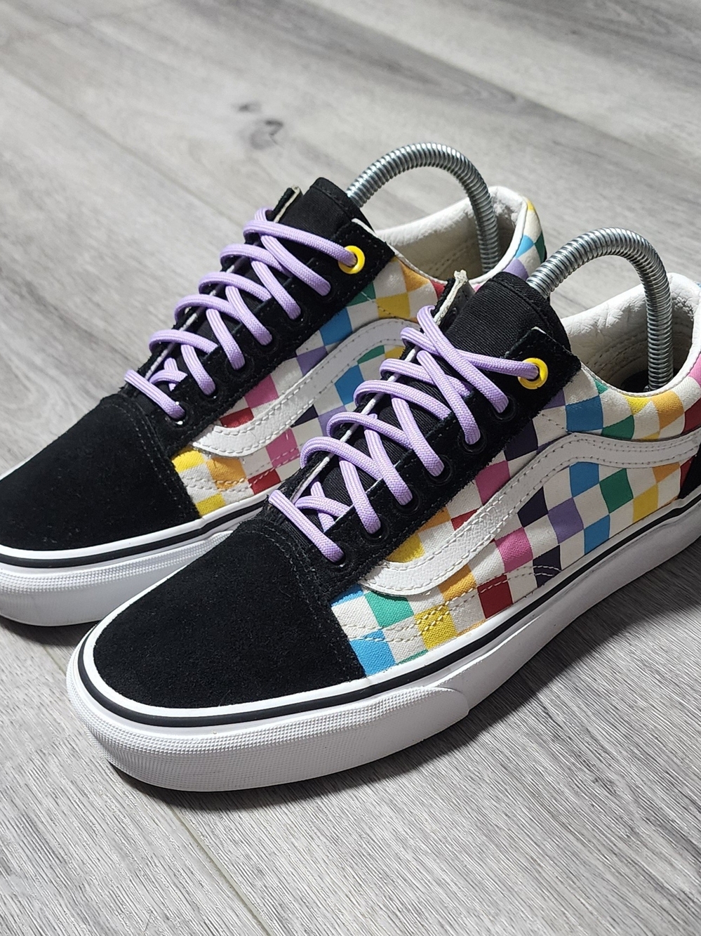 Vans Old Skool Rainbow Checkerboard Low Top Sneakers Womwns Size 8.5